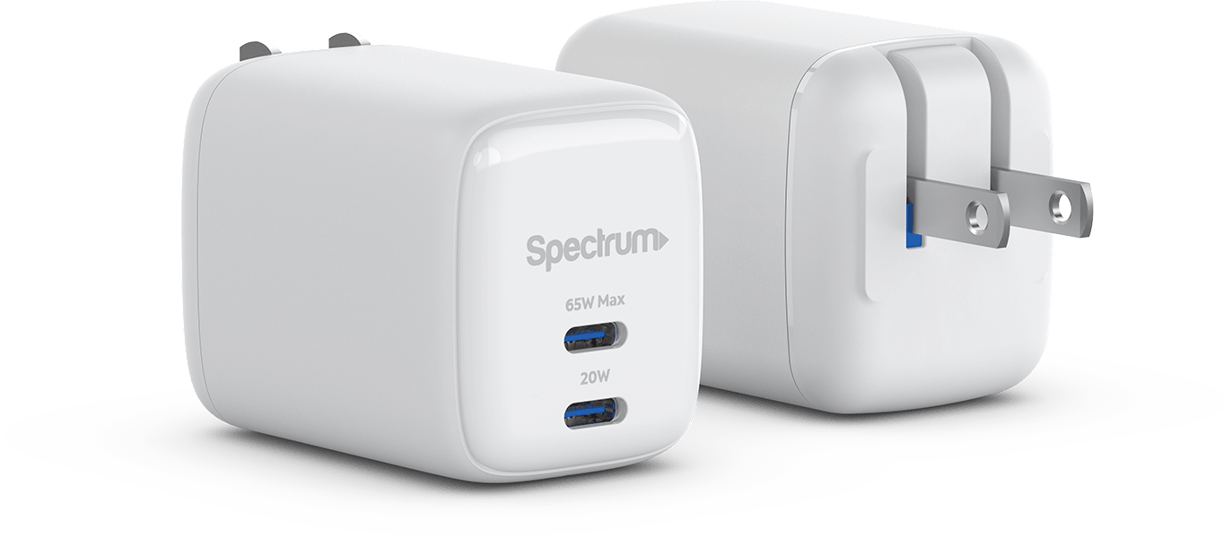 Cargador de pared doble USB-C de 65 W blanco