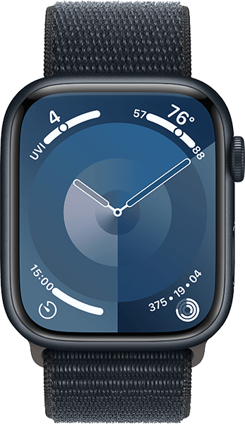 Watch Series 9 45 mm, aluminio medianoche/banda medianoche - M/S