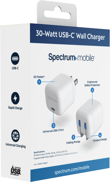 Cargador de pared USB tipo C de 30W, blanco