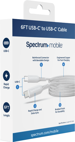 Cable USB-C a USB-C de 6 ft, blanco